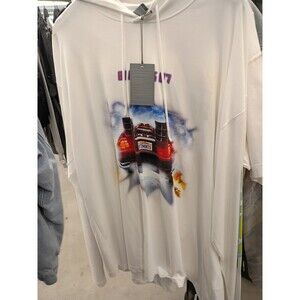 VETEMENTS 22SS Back to the Future Front Logo Print Long Sleeve Shirt Hood white